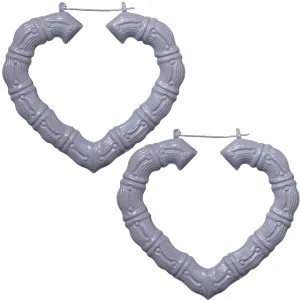 Light Gray Heart Shaped Bamboo Earrings