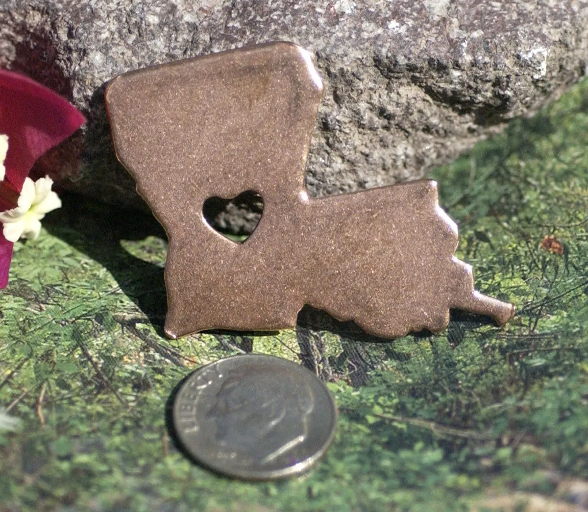 Louisiana State with Heart Chubby 6.6mm Blanks Cutout for Metalworking for Enameling Metalworking Blank Variety of Metals