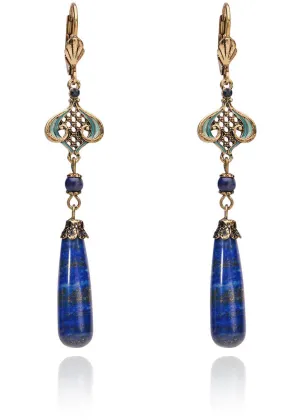 Love Vintage Lapis Natural Stone 20's Earrings Purple
