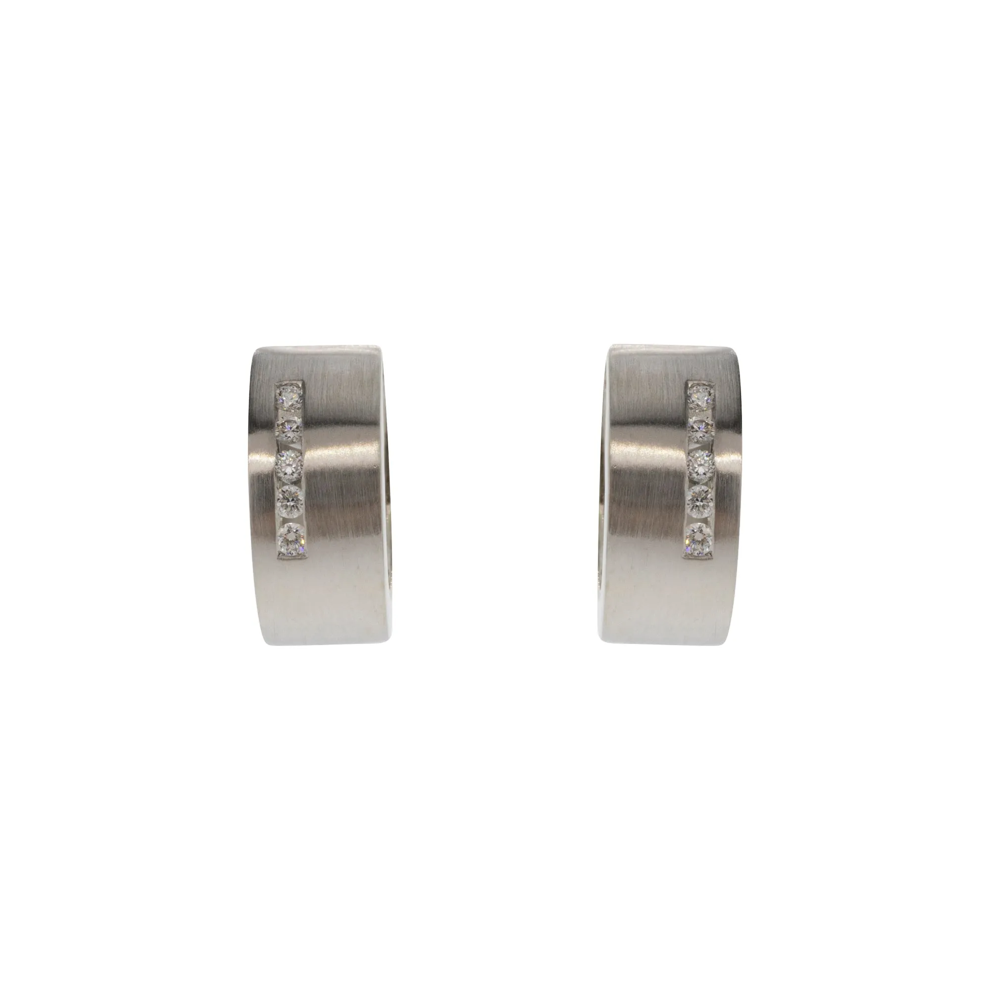 Matte Finished Diamond Huggie Hoops