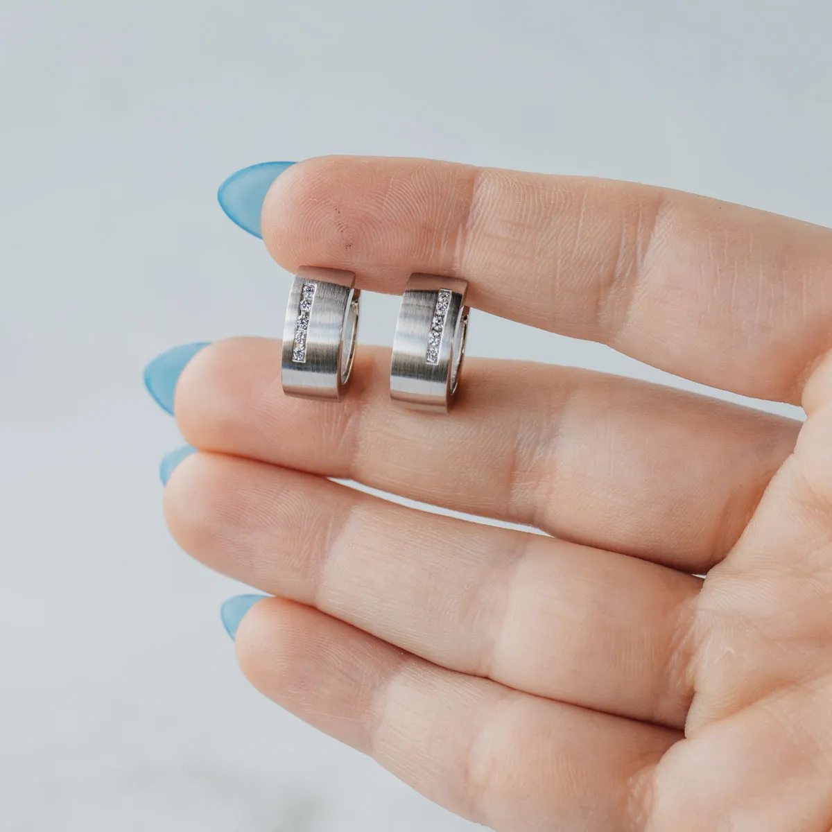 Matte Finished Diamond Huggie Hoops