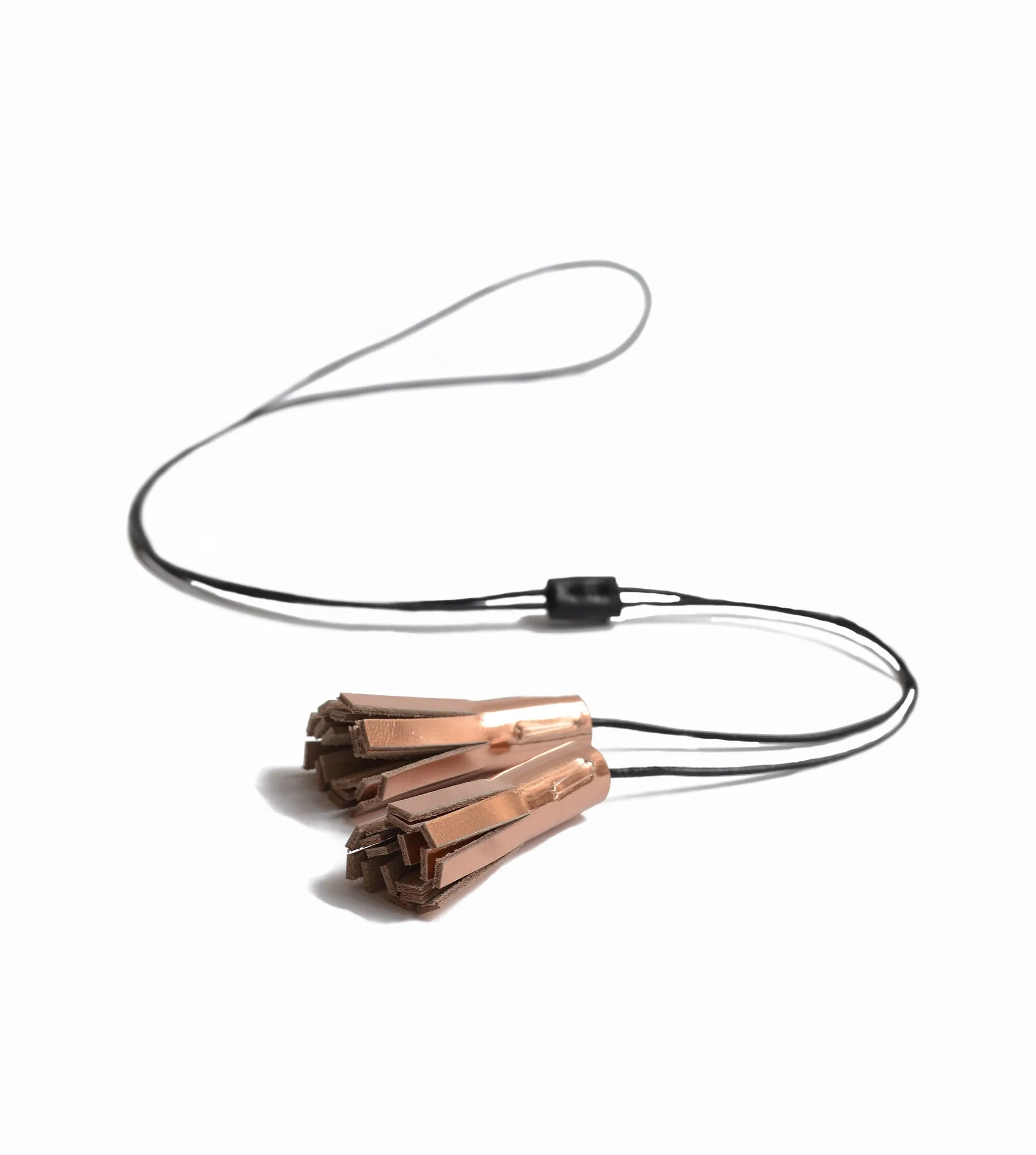 Metallic Mirror Leather Bolo Tassel Necklace