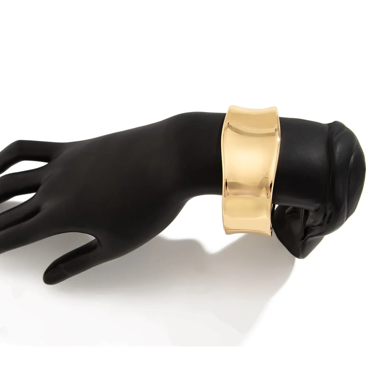 Minimalist Chunky Glossy Curved Bangle Bracelet