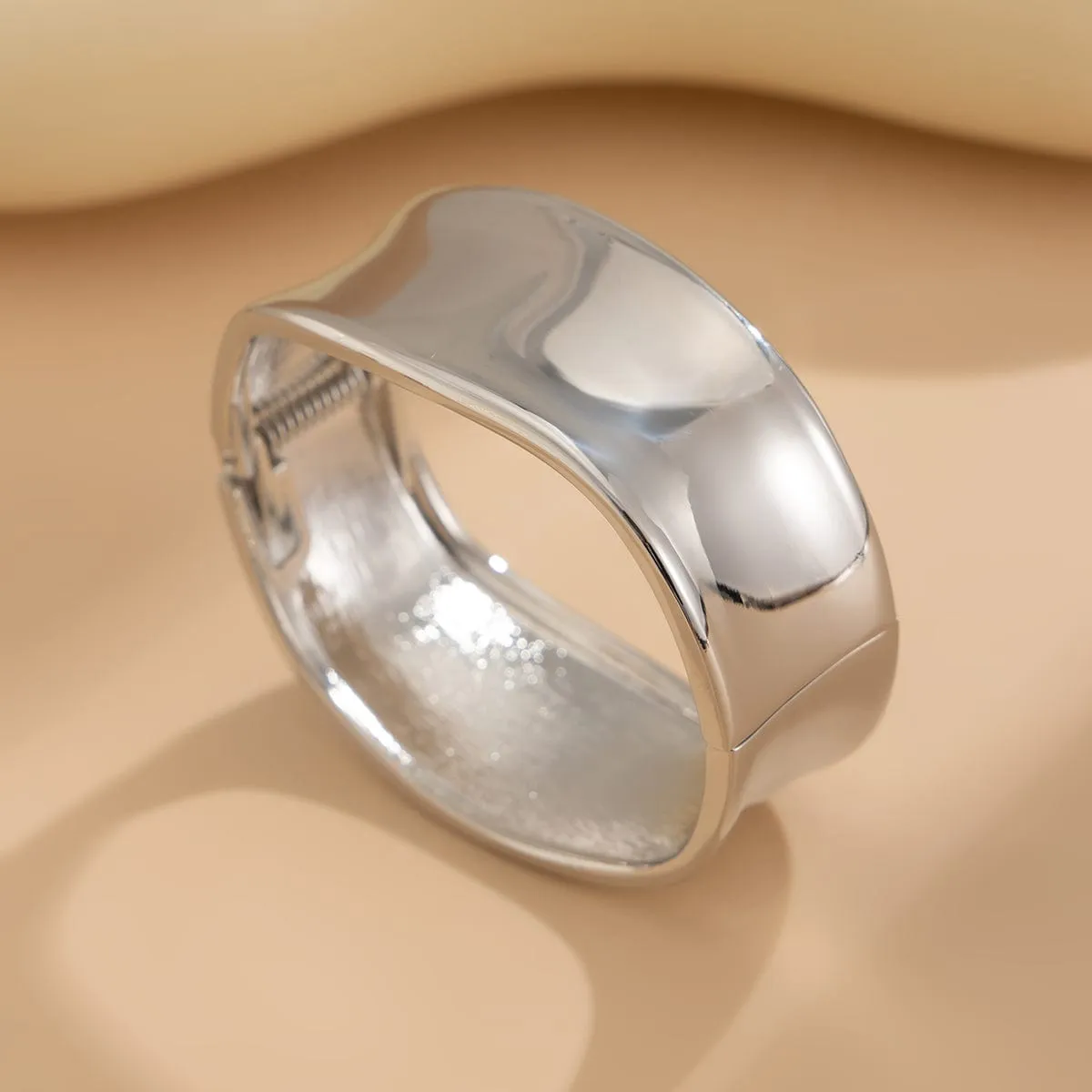 Minimalist Chunky Glossy Curved Bangle Bracelet