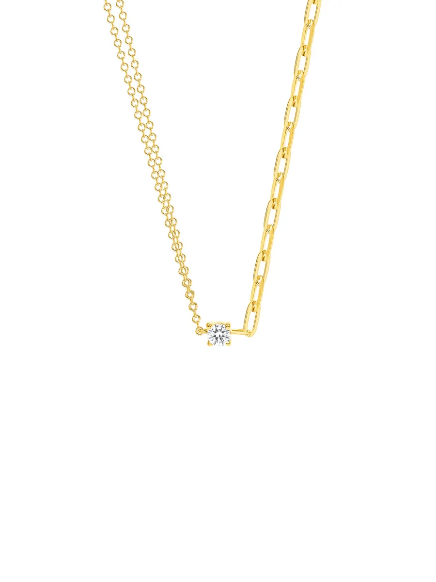Mixed Chain Diamond Necklace 14K