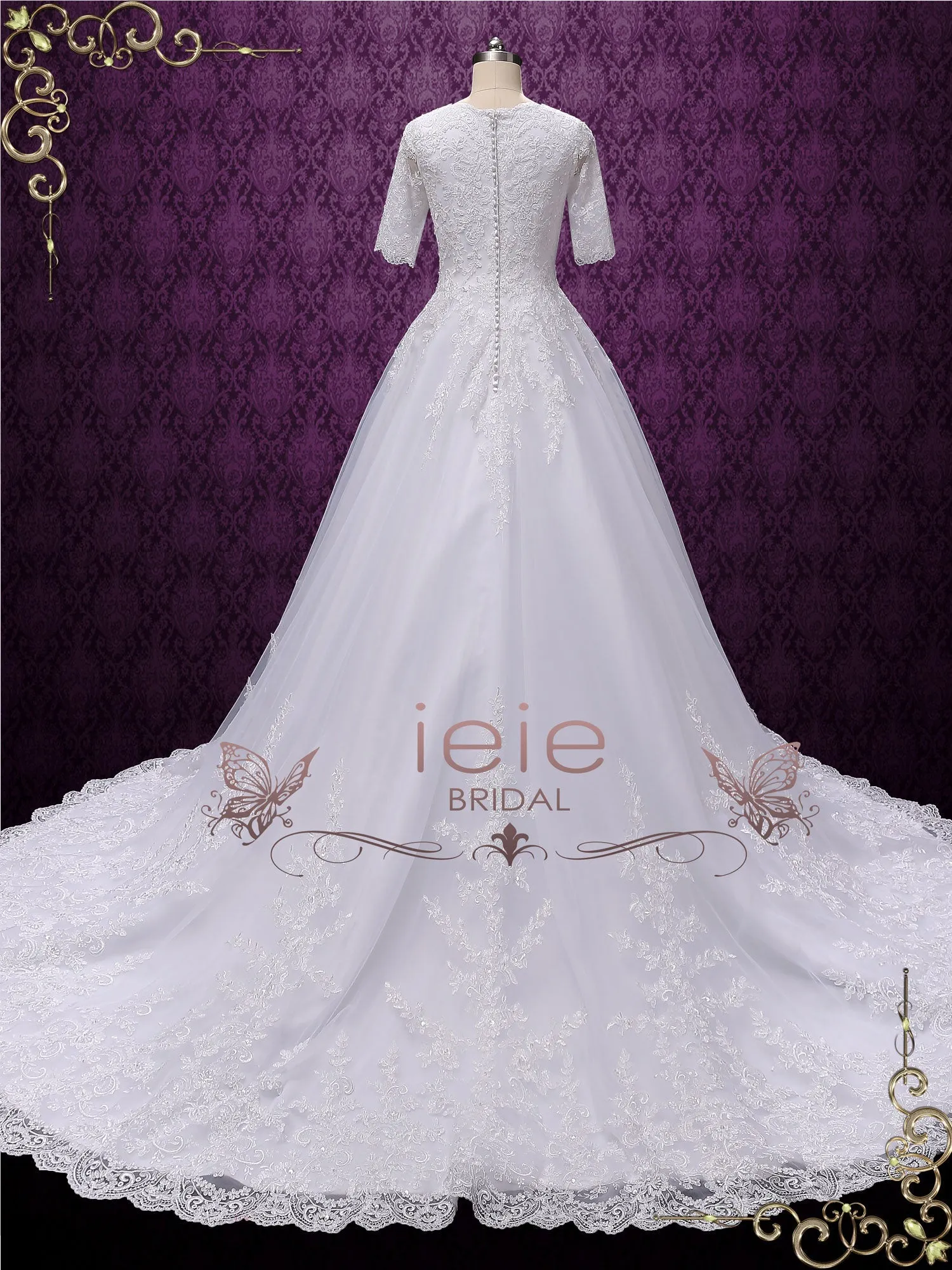Modest Ball Gown Wedding Dress with Sleeves MADISON