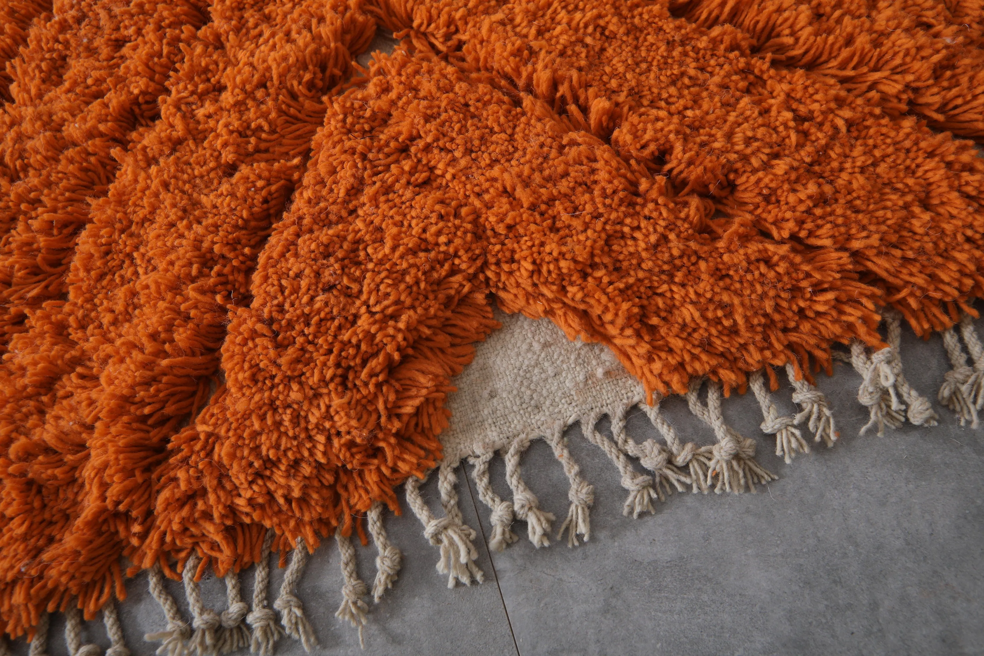 Moroccan rug hand knotted orange - Beni ourain rug - Morocco rug