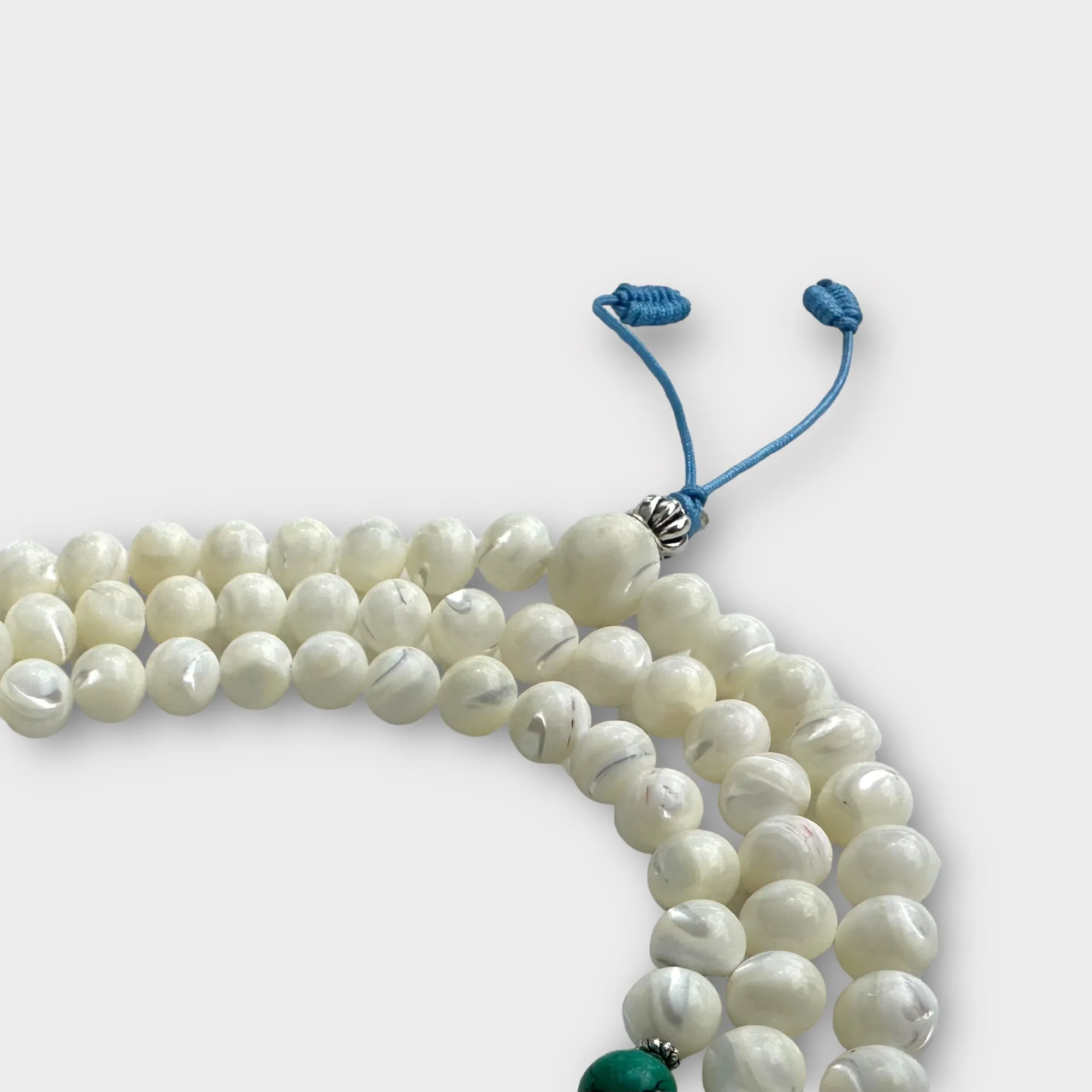 Natural Freshwater Pearl Mala with Turquoise and Carnelian Spacers