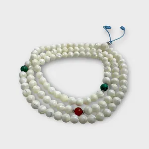 Natural Freshwater Pearl Mala with Turquoise and Carnelian Spacers