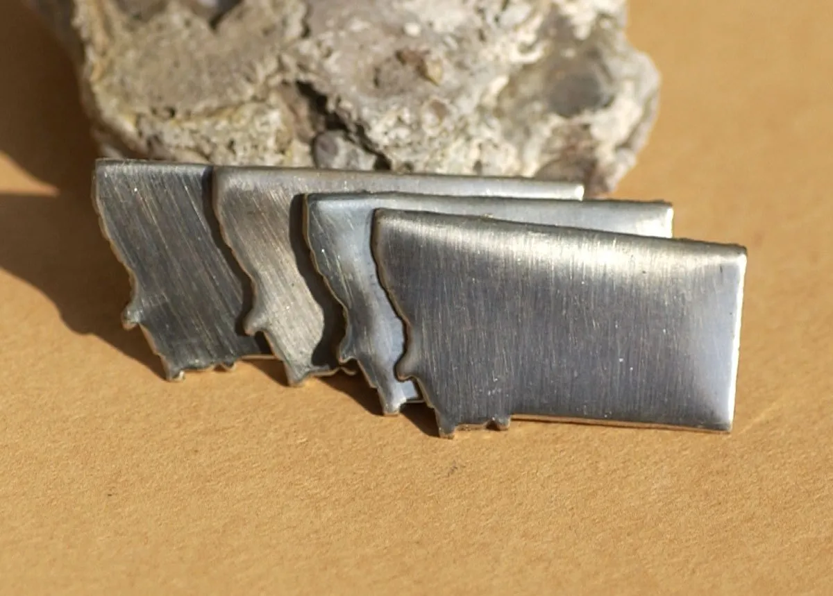 Nickel Silver Montana State Small Blanks Metalworking Stamping Texturing Enameling Charm - Jewelry Supplies - 6 Pieces