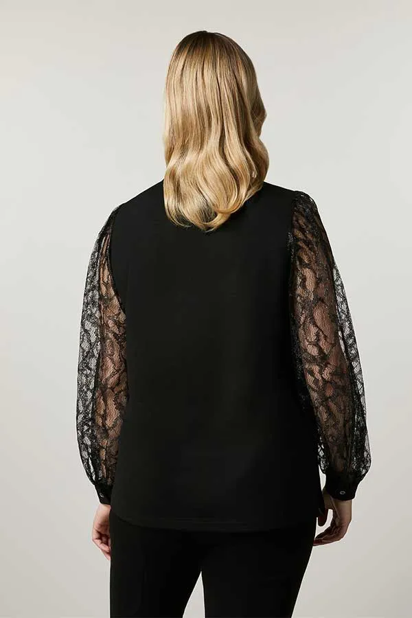 OGGI MILANO-KNIT LACE FABRIC SWEATSHIRT