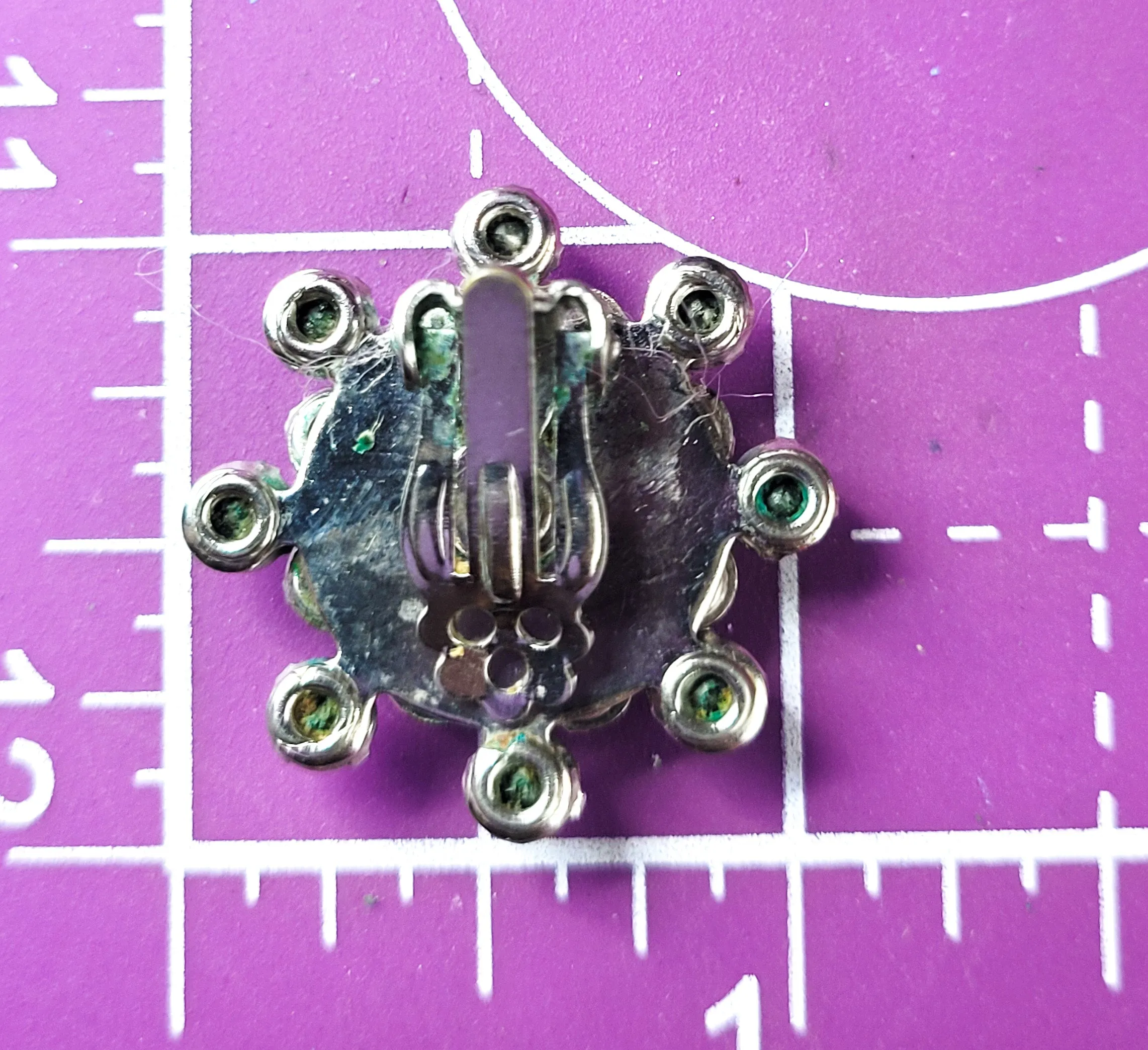 Order of the Eastern star enamel and clear rhinestone vintage clip on earrings