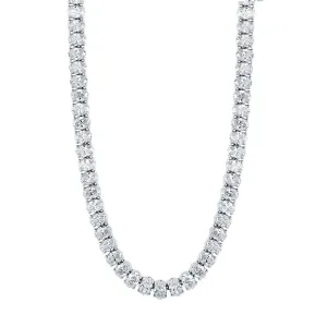 Oval Cut 18K White Gold 21.77ct Diamond Tennis Necklace