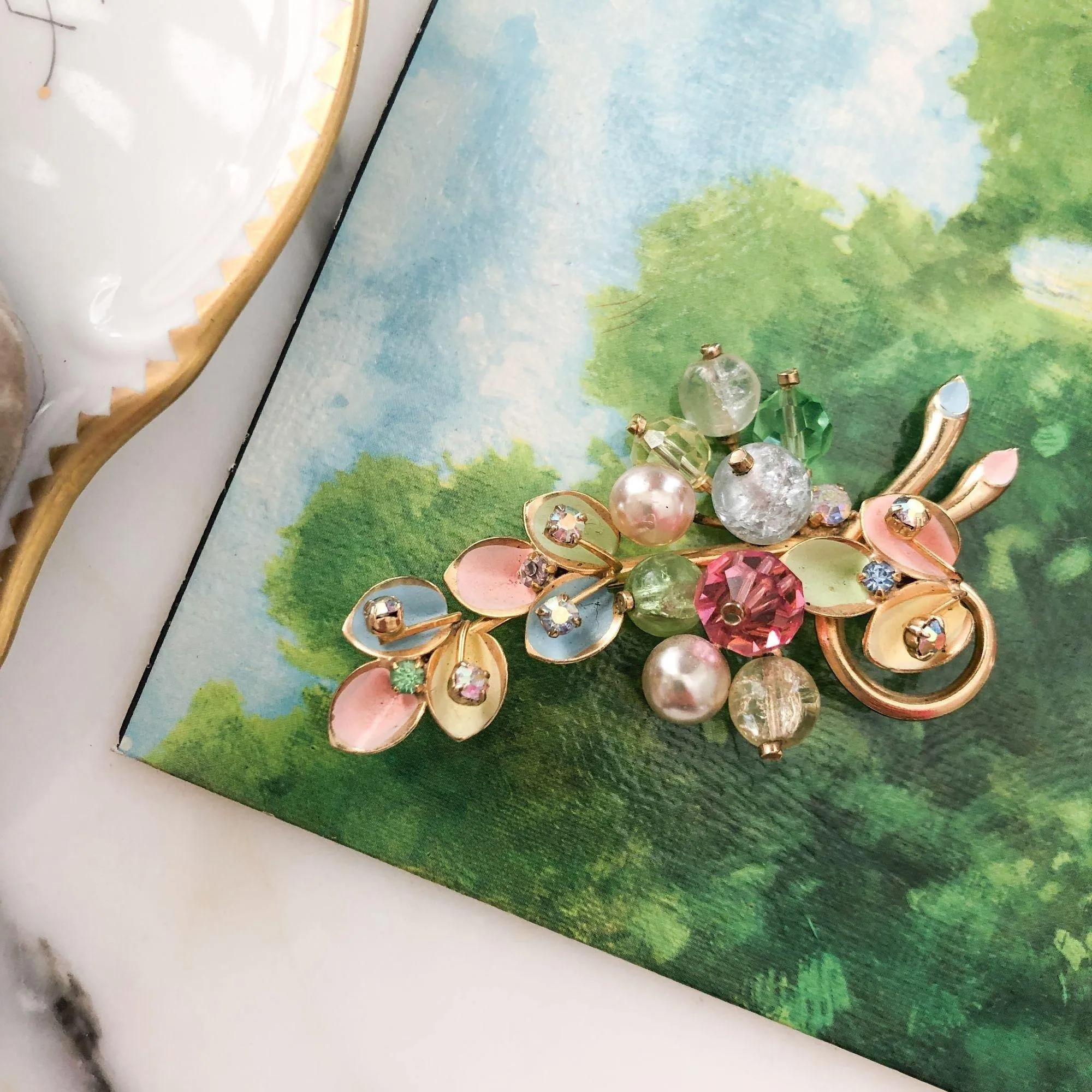 Pastel Floral Bouquet Brooch
