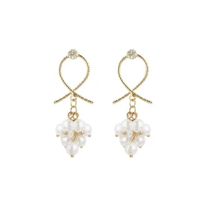 Pearl & Cubic Zirconia 18K Gold-Plated Grape Drop Earrings