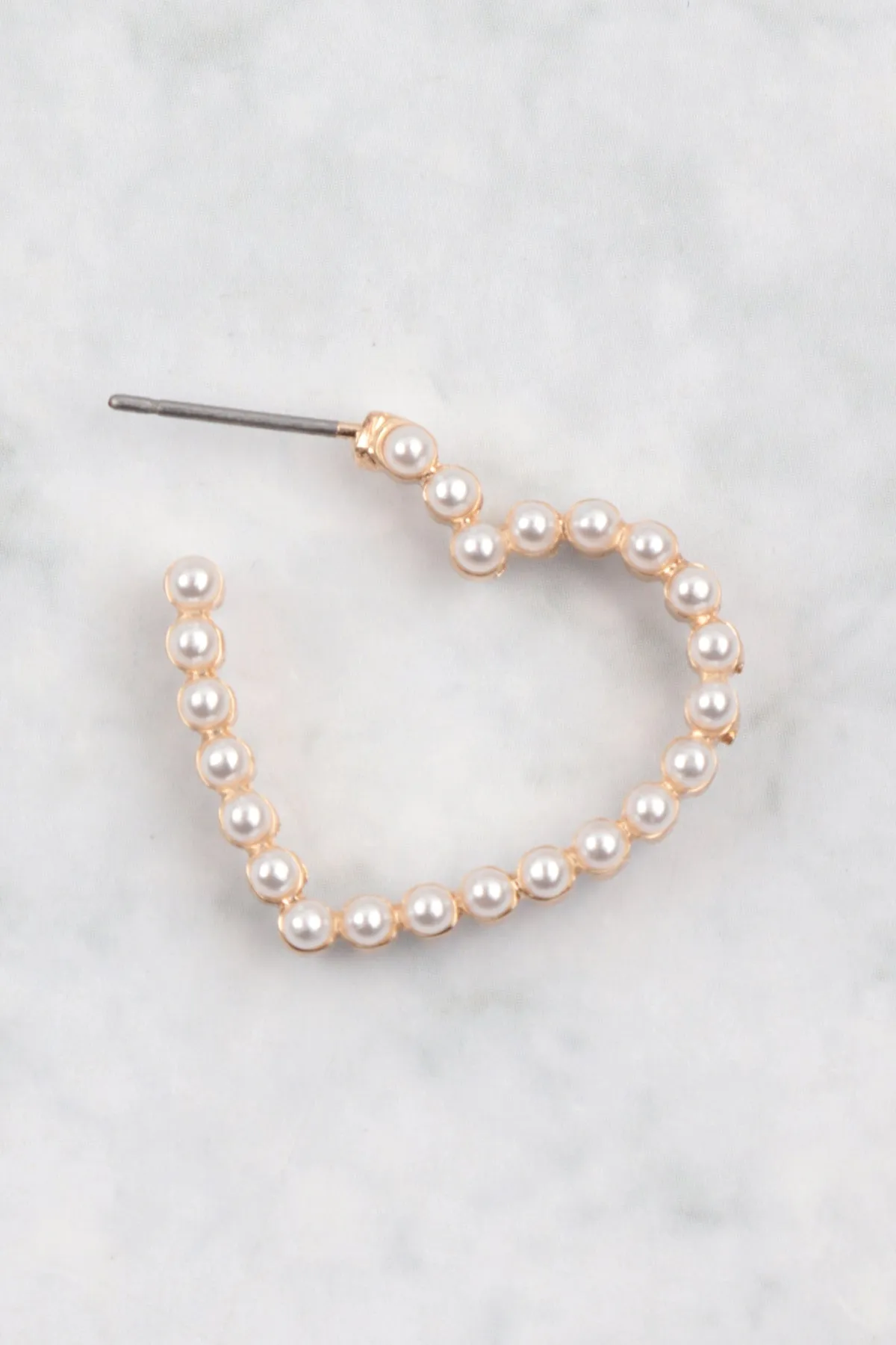 PEARL HEART HOOP EARRINGS