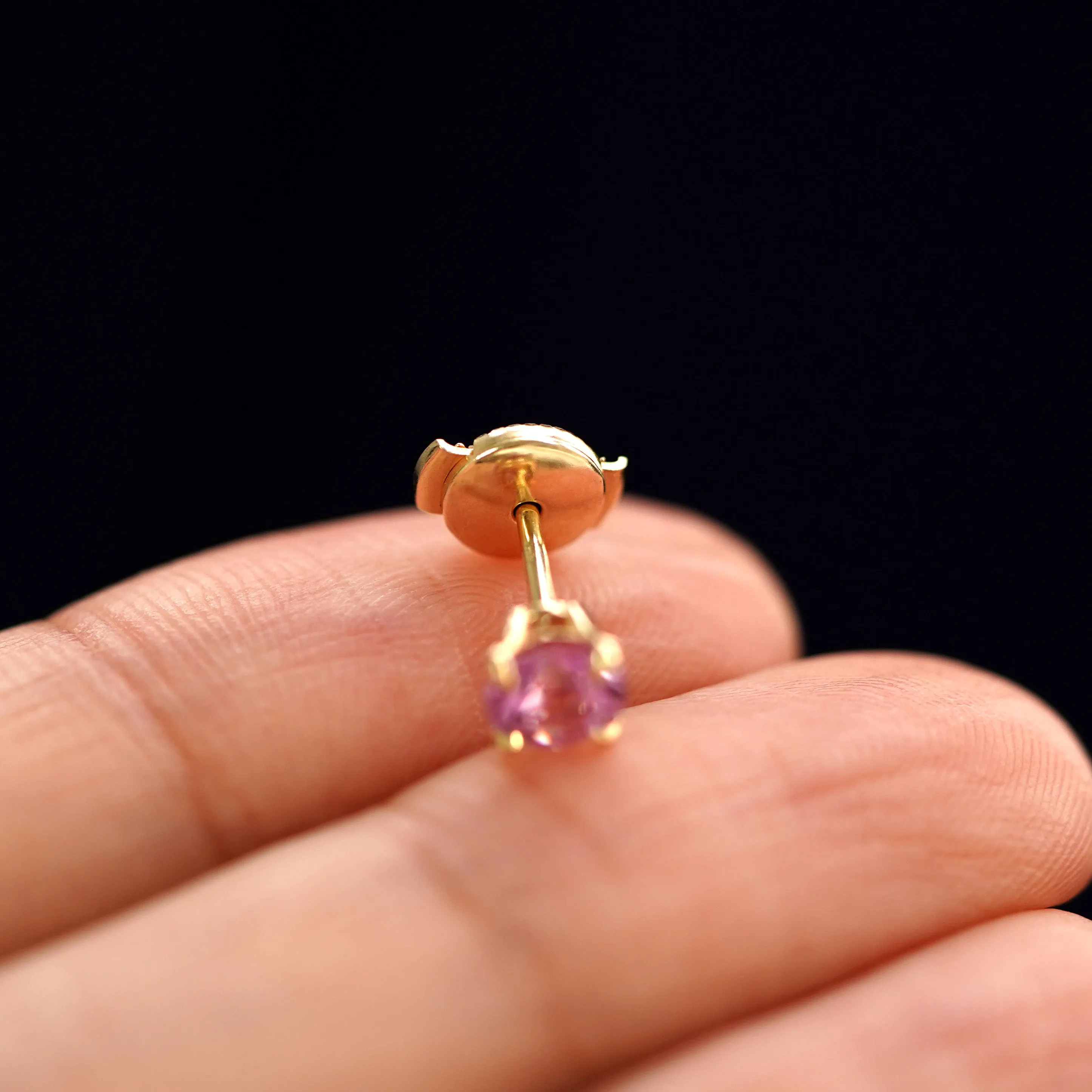 Pink Sapphire Pressure Lock Earring