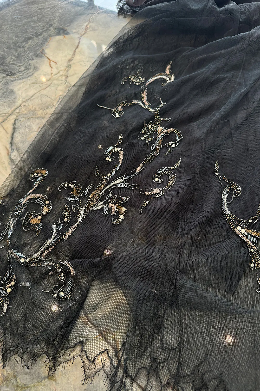 Prettiest Fall 2006 Christian Dior by John Galliano Black Silk & Net Dress w Beaded Detail