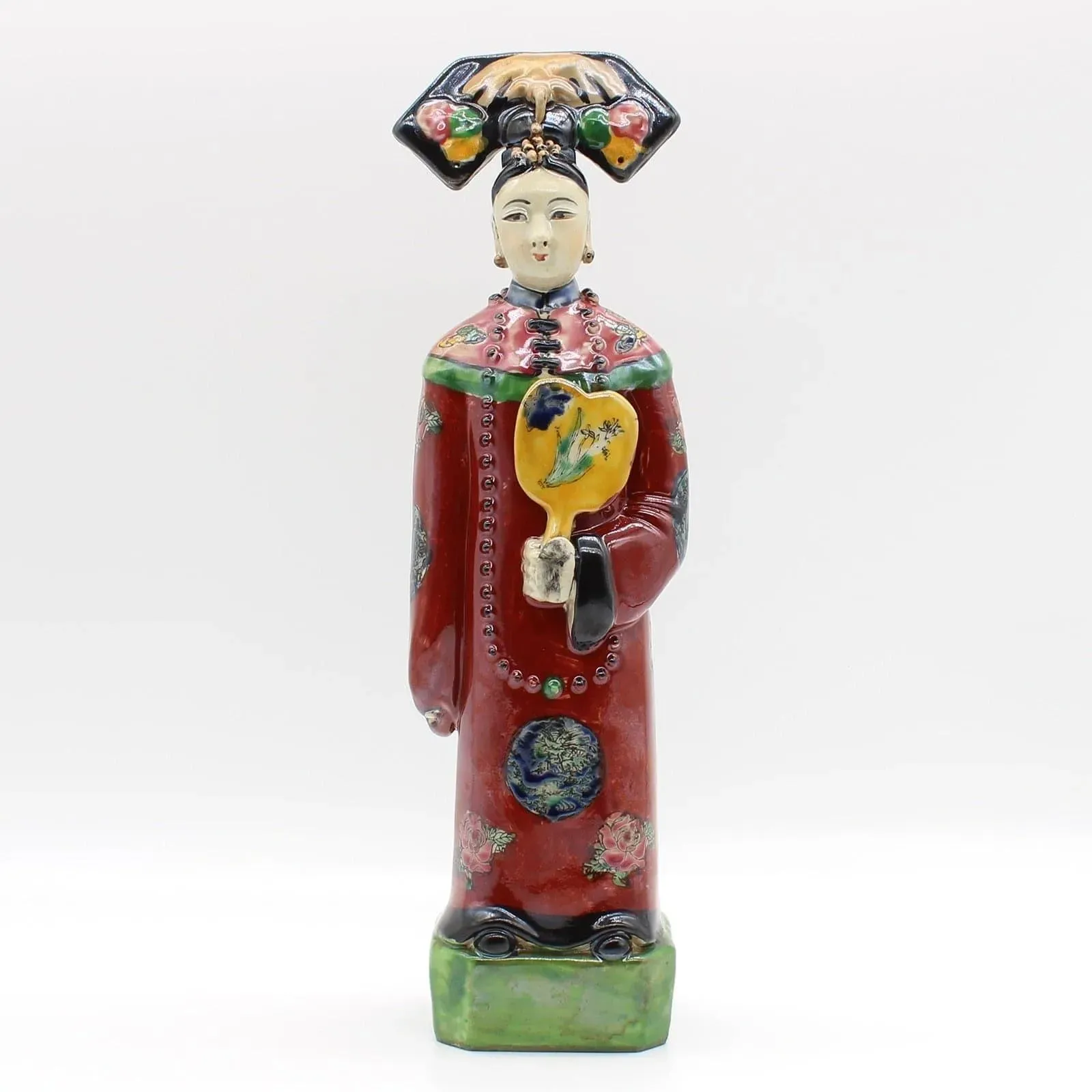 Qing Dynasty Emperor and Empress Hand Painted Ceramic Figurines