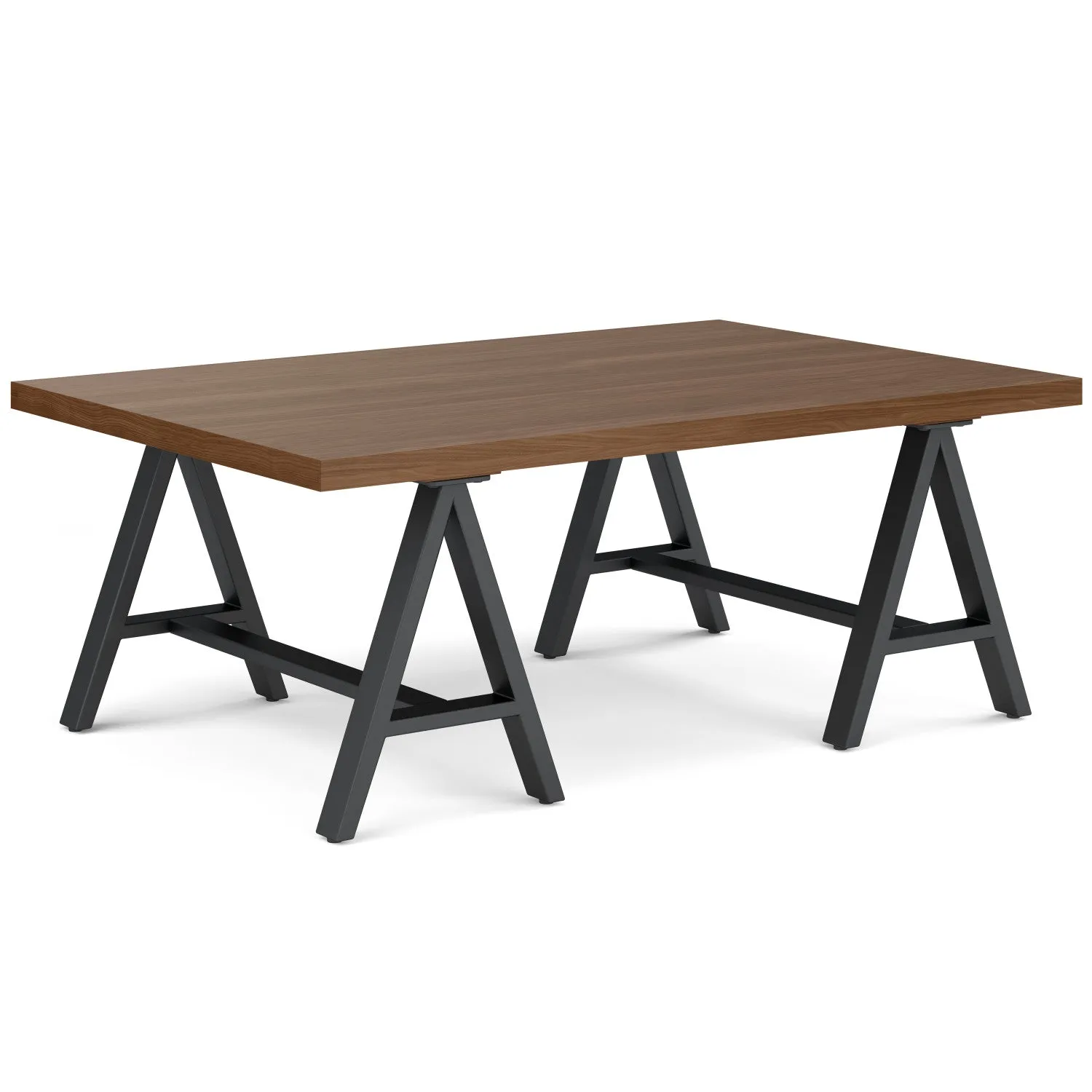 Sawhorse Solid Walnut Veneer and Metal Coffee Table