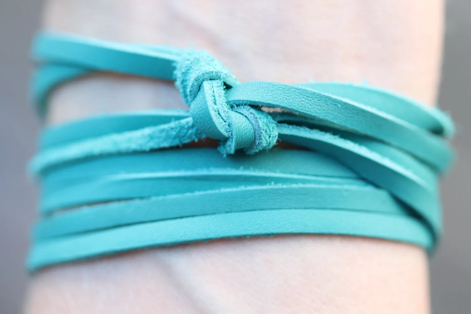 Sea Glass & Leather Wrap Bracelet