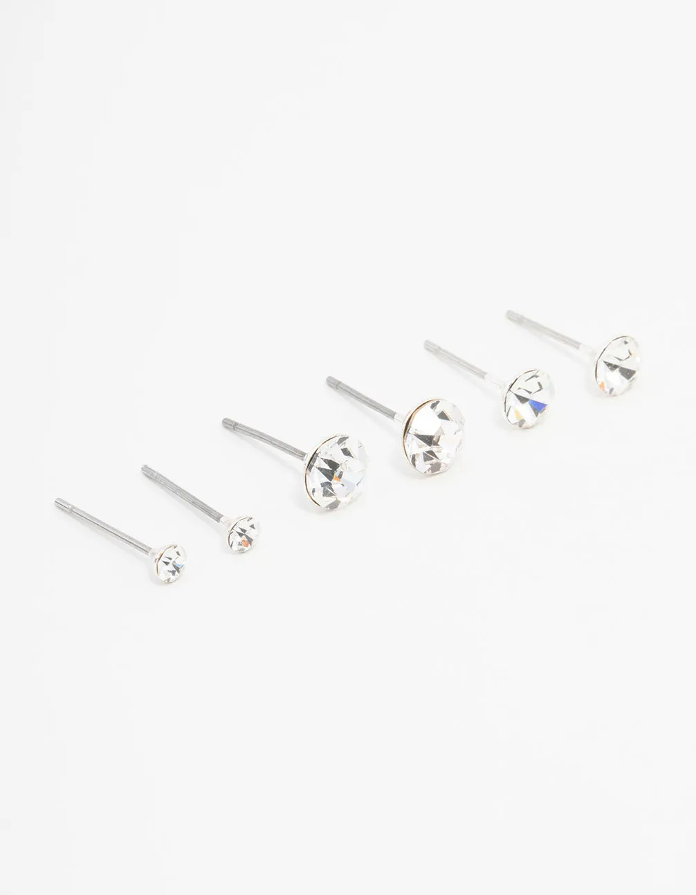 Silver Circular Bohemia Czech Crystal Stud Earrings 3-Pack