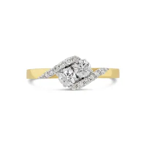 Simple Duo Solitaire Diamond Ring in Yellow Gold