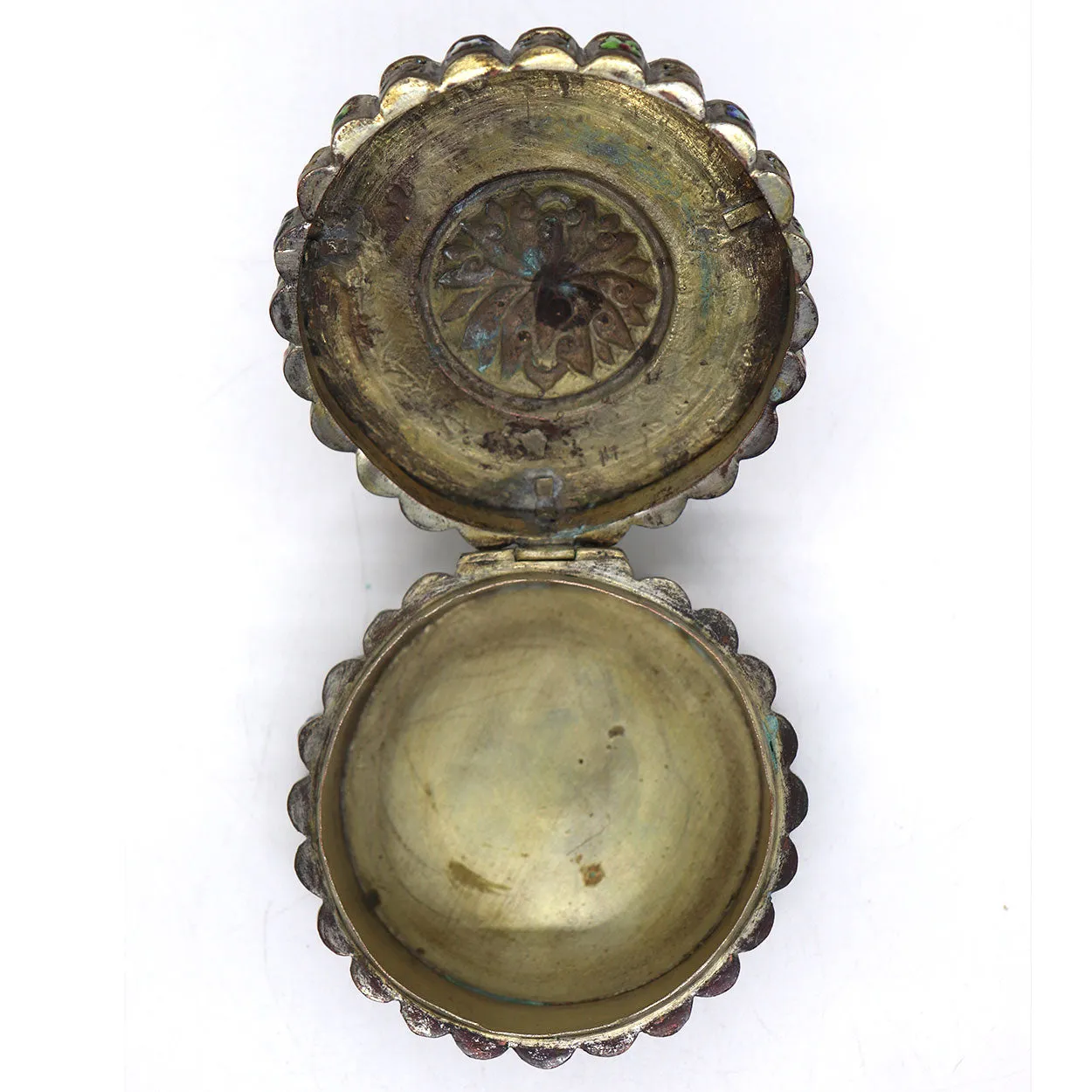 Small Chinese Export Cloisonne Enamel and Brass Reticulated Box