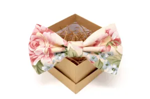 Soft Pink Floral Bow Tie