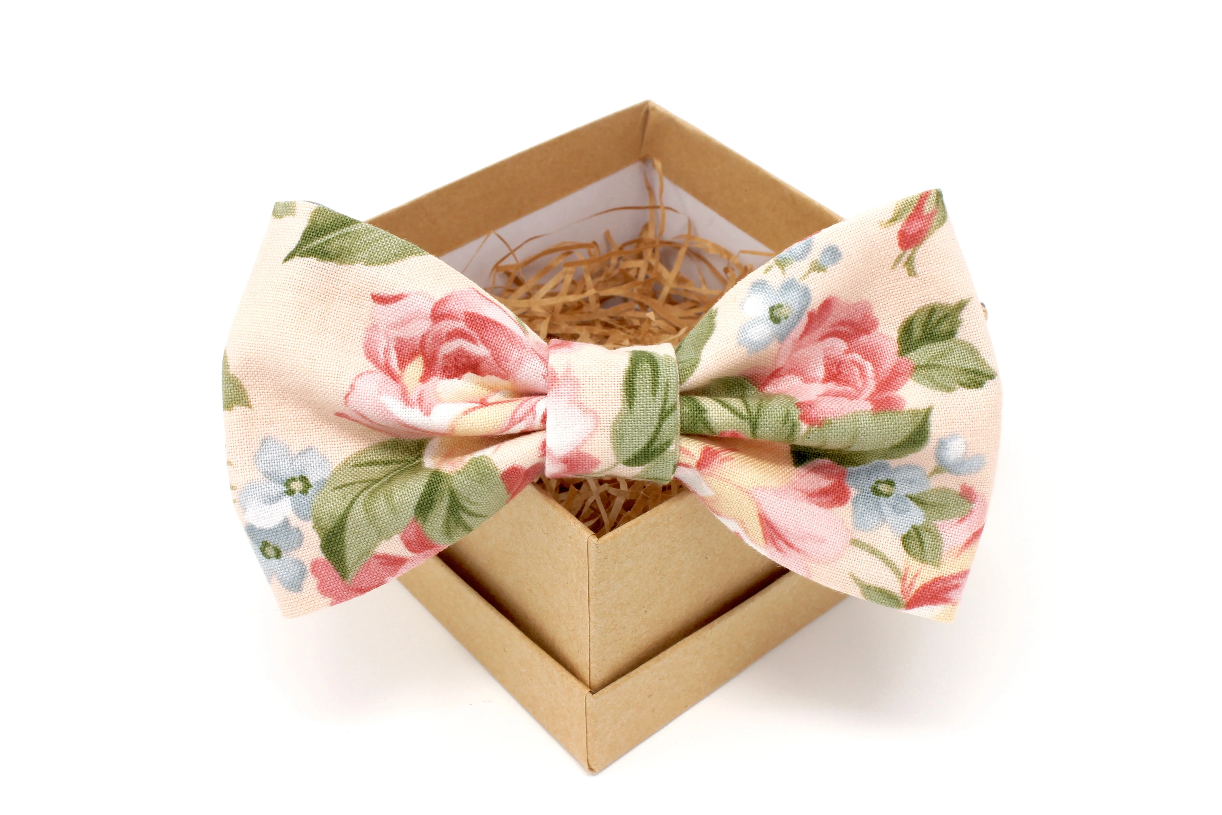 Soft Pink Floral Bow Tie