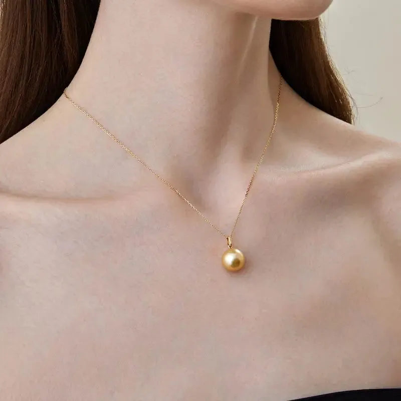 South Sea Golden Pearl 18K Gold Elegant Design Necklace
