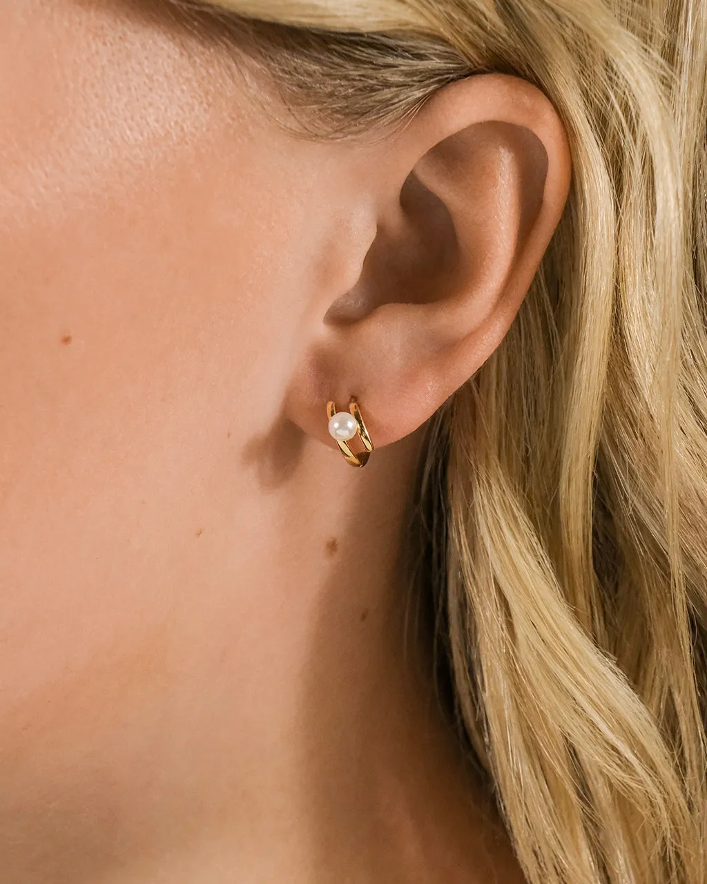 Sterling Silver Pearl Twist Hoop Earrings