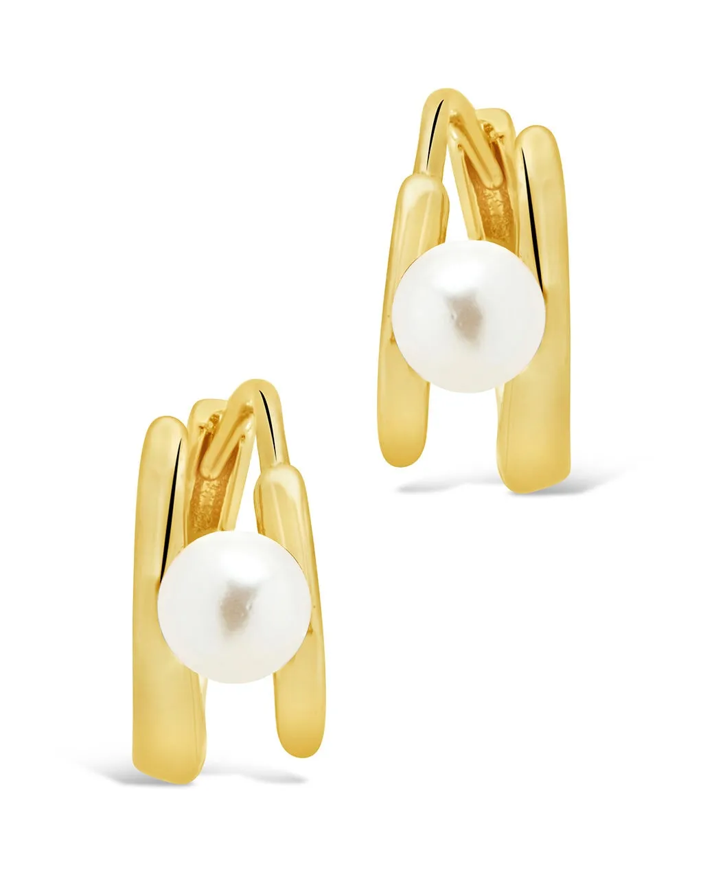 Sterling Silver Pearl Twist Hoop Earrings