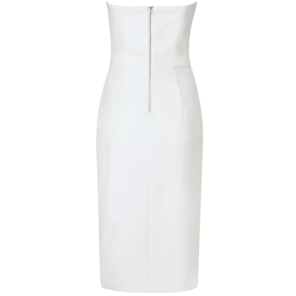 Strapless Sleeveless Lace Up Over Knee Bodycon Dress HB6306