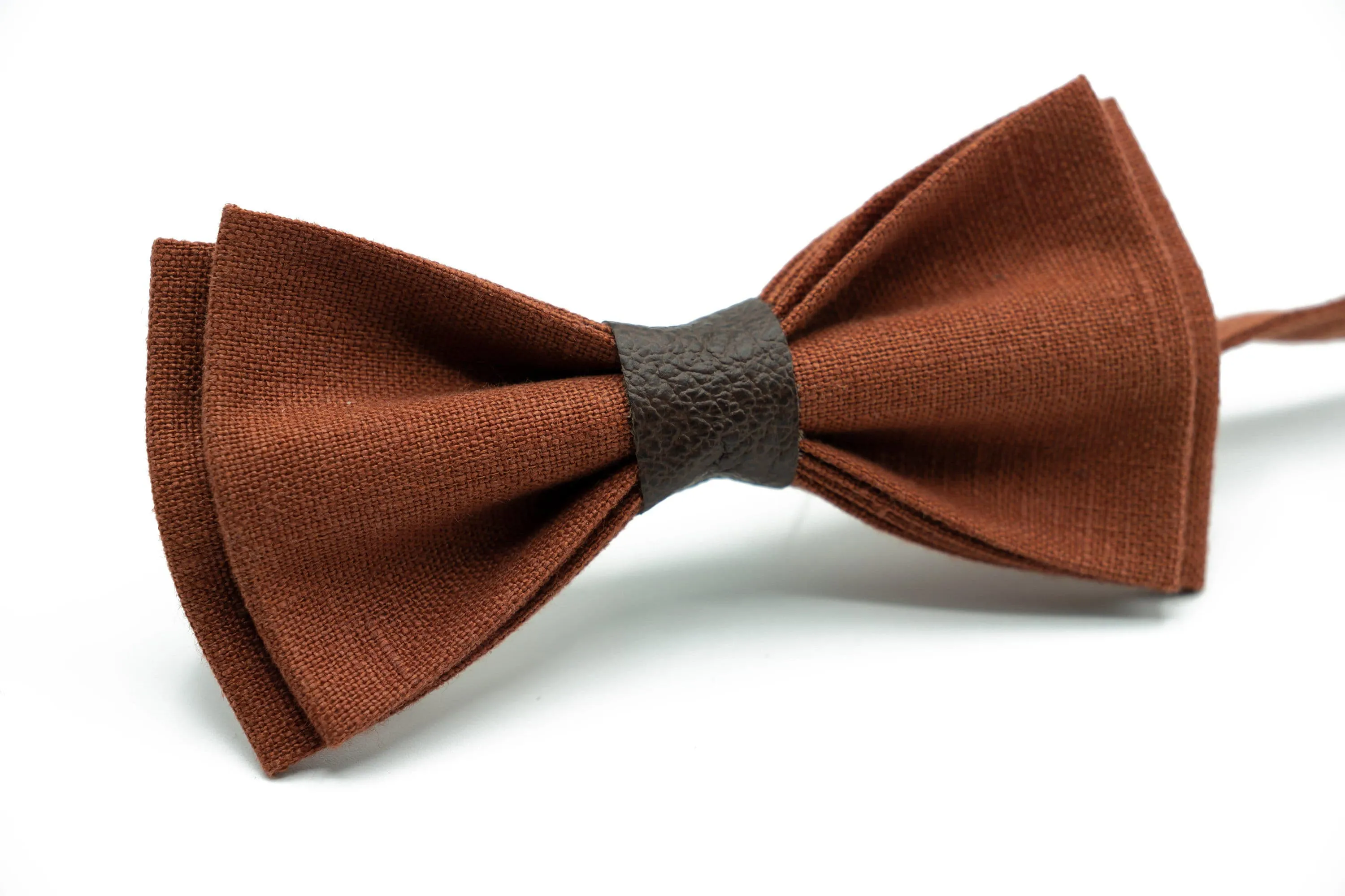 Terracotta Linen Bow Tie & Suspenders | Groom