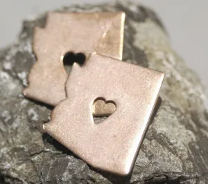 Tiny Long Heart Cutout Arizona State Blank for Enameling Metalworking Stamping Texturing Blank Variety of Metals