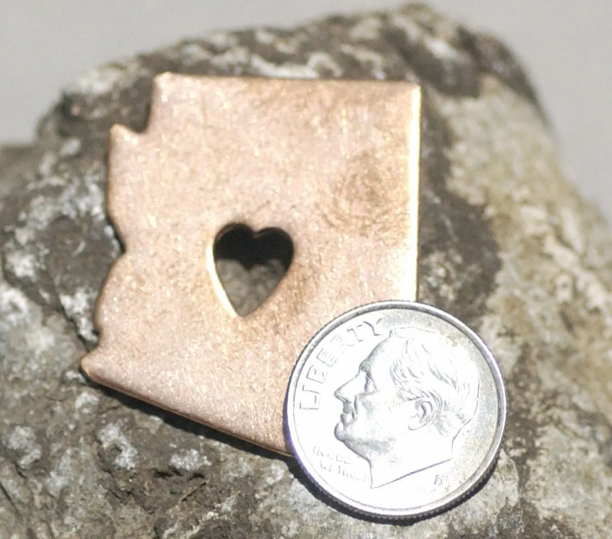 Tiny Long Heart Cutout Arizona State Blank for Enameling Metalworking Stamping Texturing Blank Variety of Metals