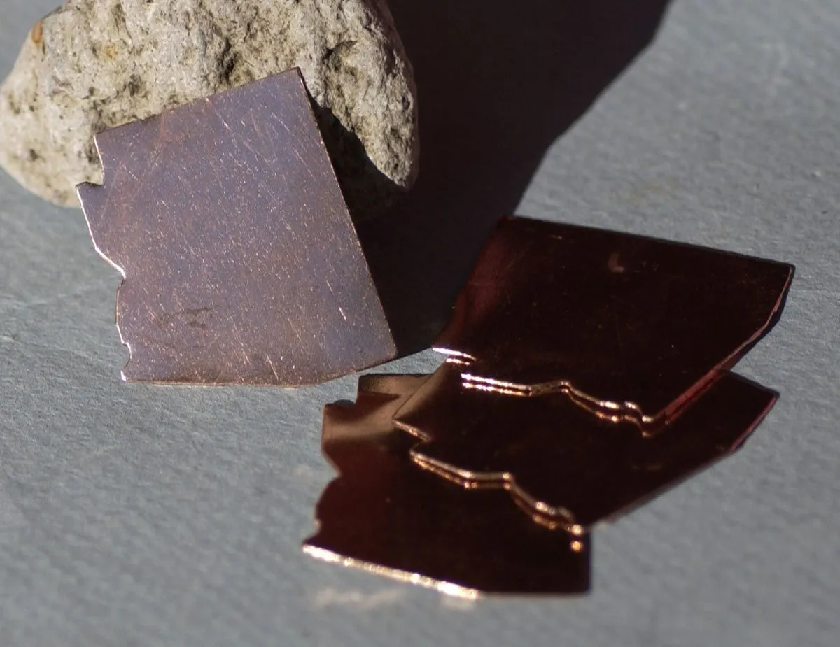 Tiny Long Heart Cutout Arizona State Blank for Enameling Metalworking Stamping Texturing Blank Variety of Metals
