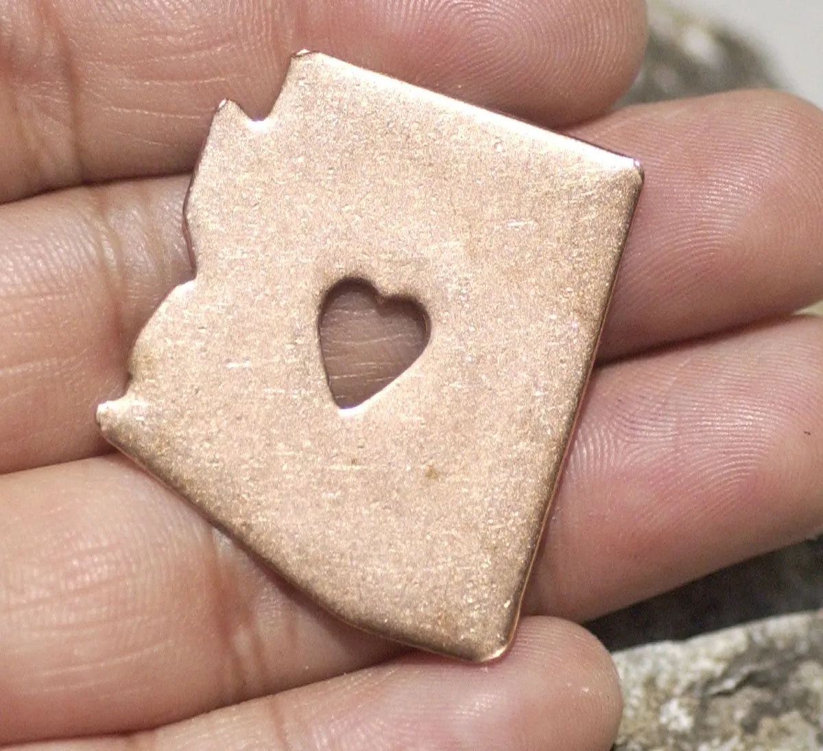 Tiny Long Heart Cutout Arizona State Blank for Enameling Metalworking Stamping Texturing Blank Variety of Metals