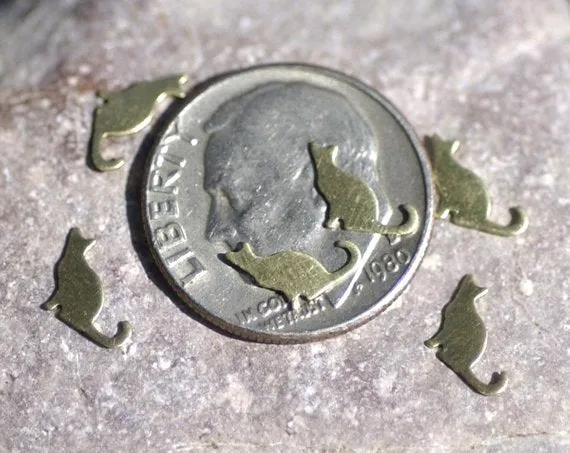 Tiny metal Kitty Cat Blanks, Mini Cats