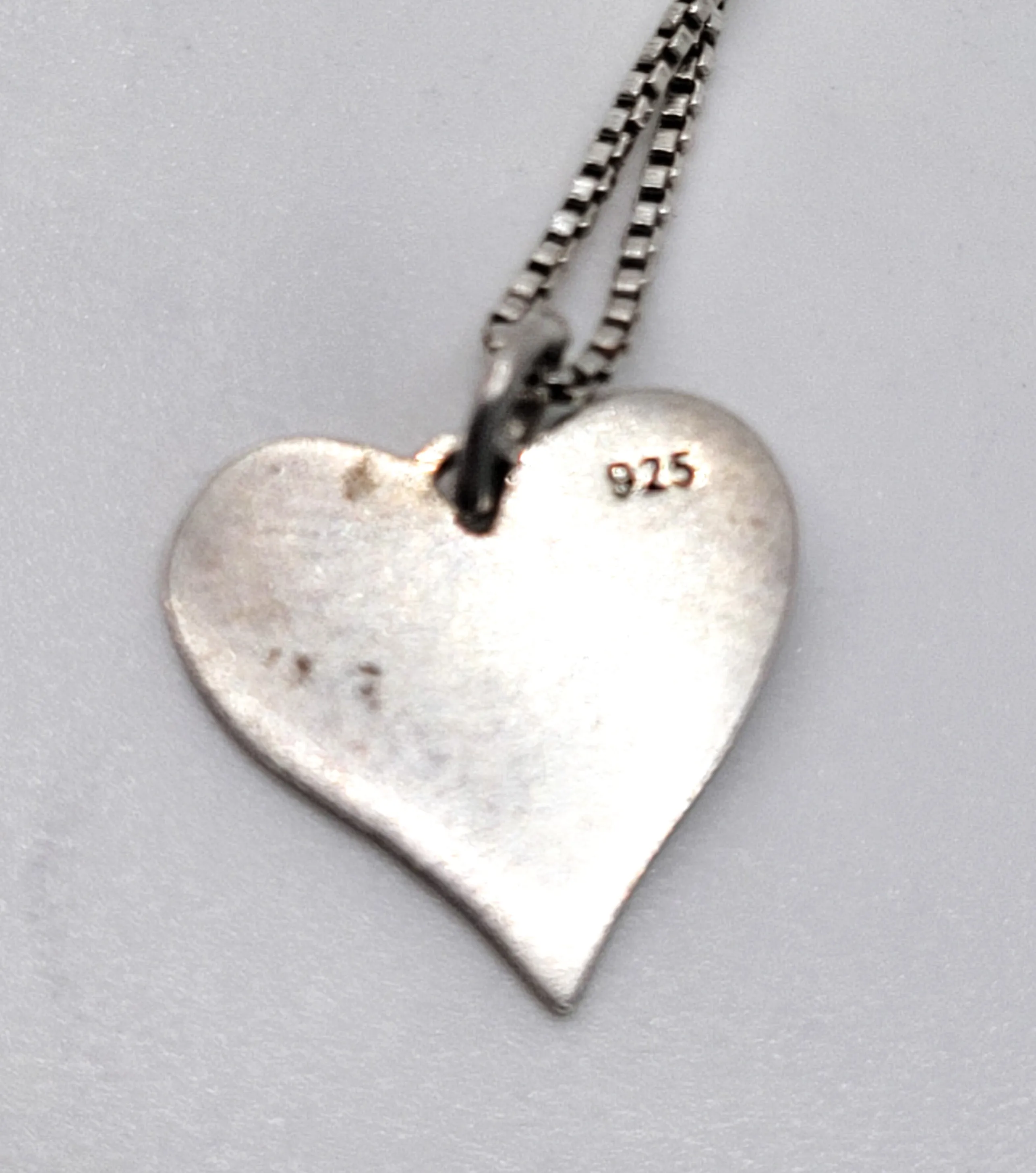 Tree of Life small black enamel on sterling silver heart pendant necklace