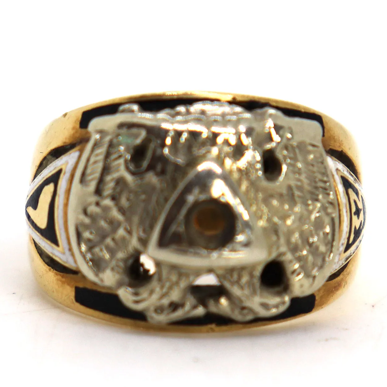 Vintage 14 Karat Yellow and White Gold 32nd Degree Masonic Men's Ring