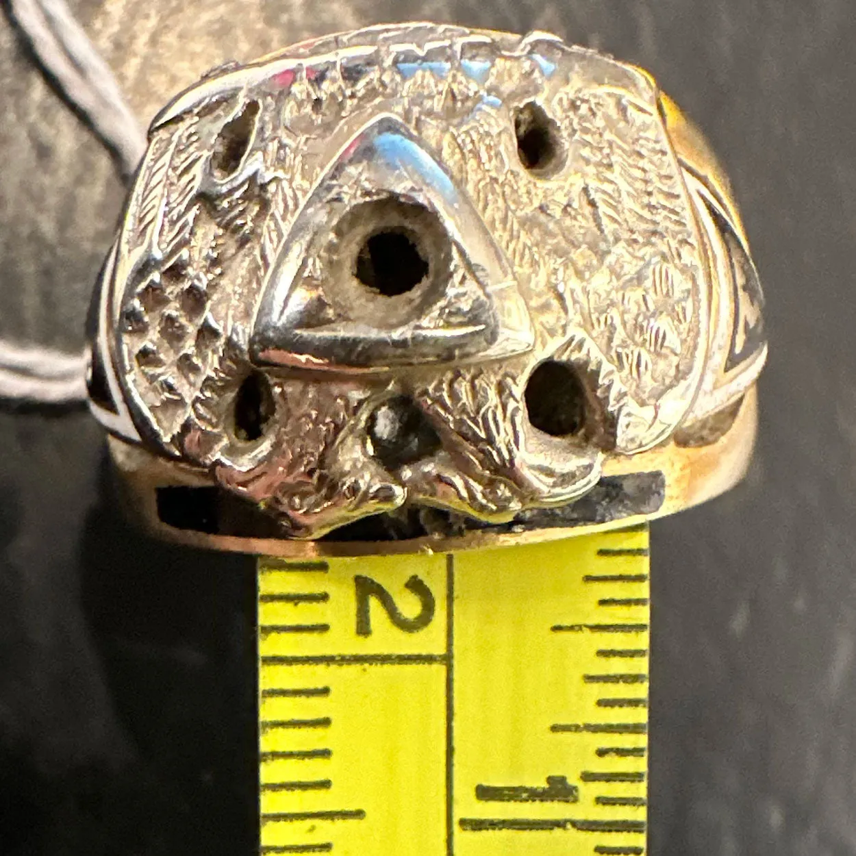 Vintage 14 Karat Yellow and White Gold 32nd Degree Masonic Men's Ring