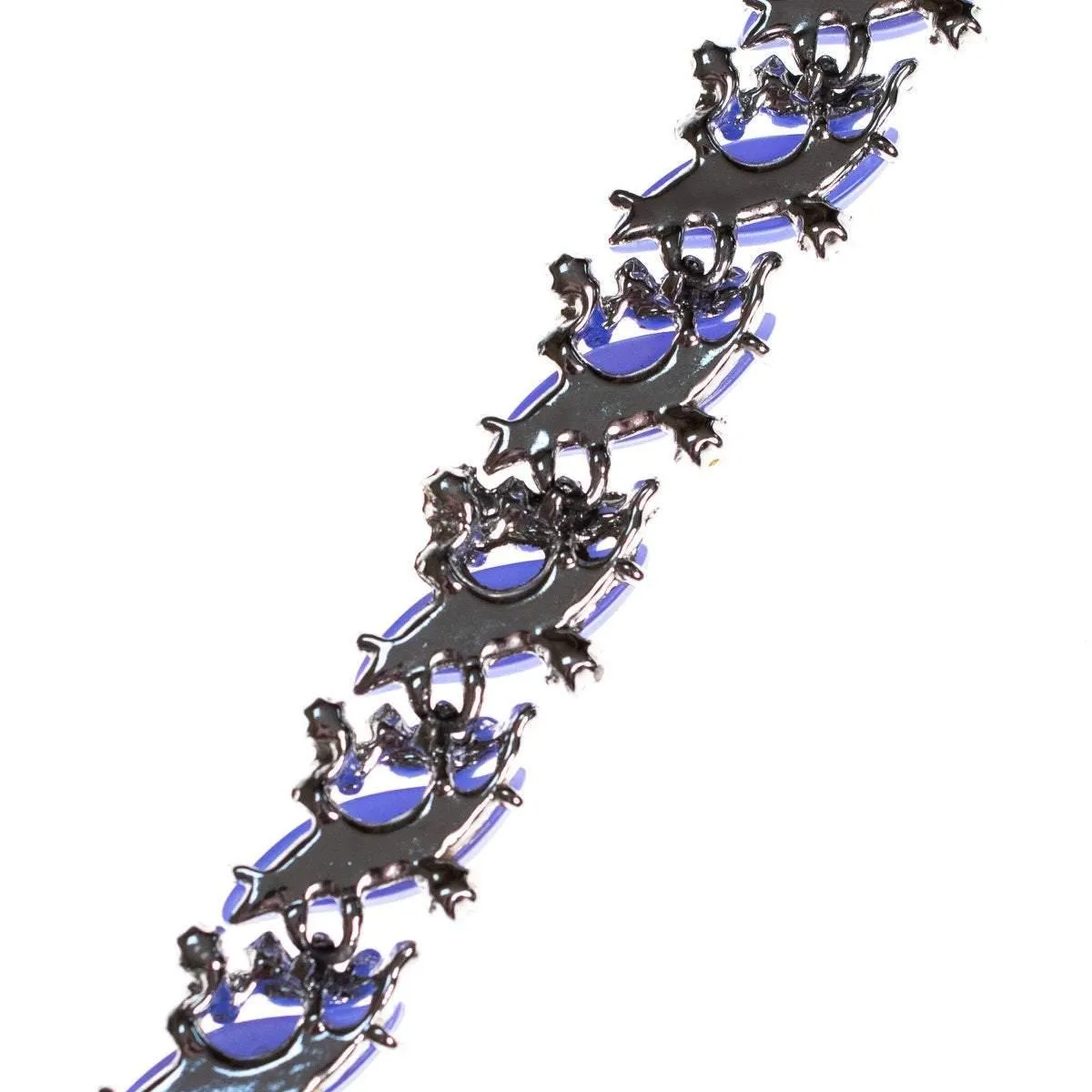 Vintage 1950s Blue and White Enamel Bracelet with Diamante Detailing