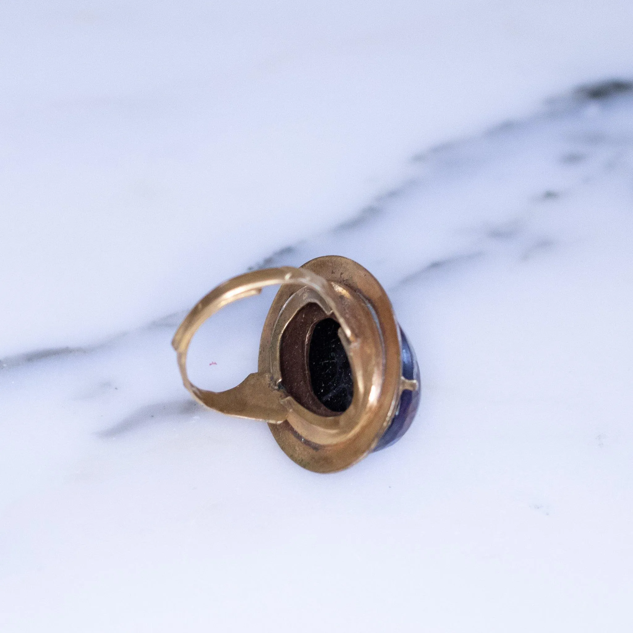 Vintage 1950s Blue Jelly Opal Statement Ring