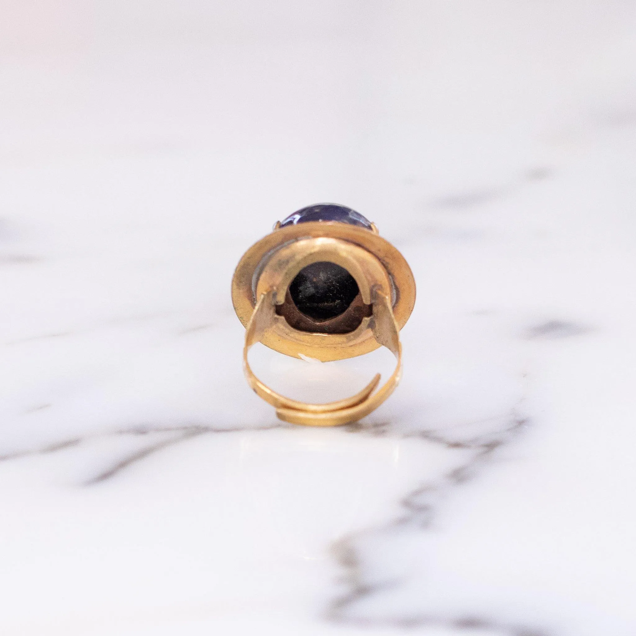 Vintage 1950s Blue Jelly Opal Statement Ring