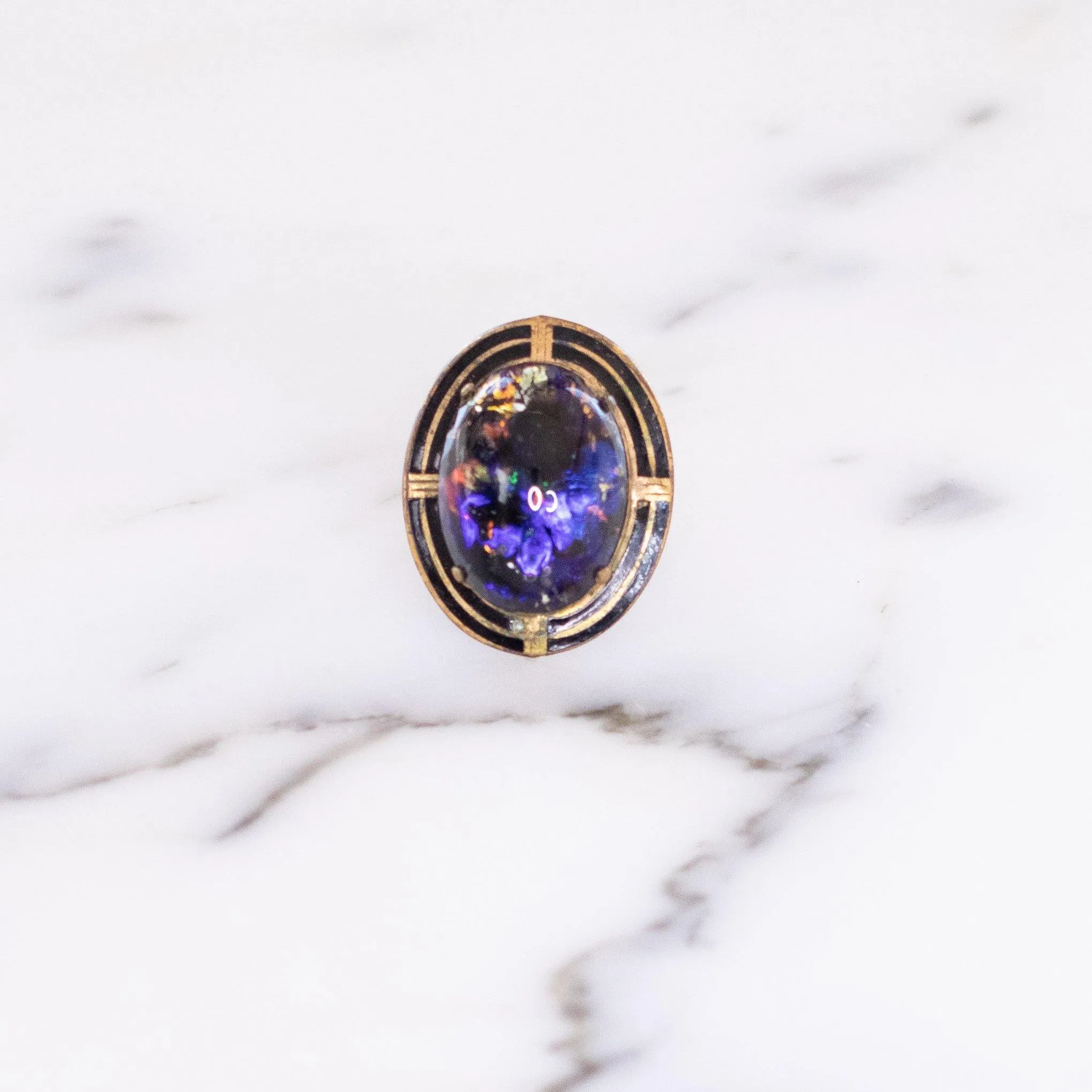Vintage 1950s Blue Jelly Opal Statement Ring