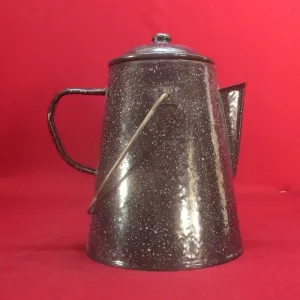 Vintage Black Enamel Coffee Pot