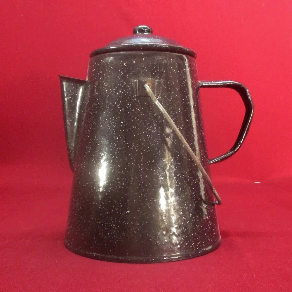 Vintage Black Enamel Coffee Pot