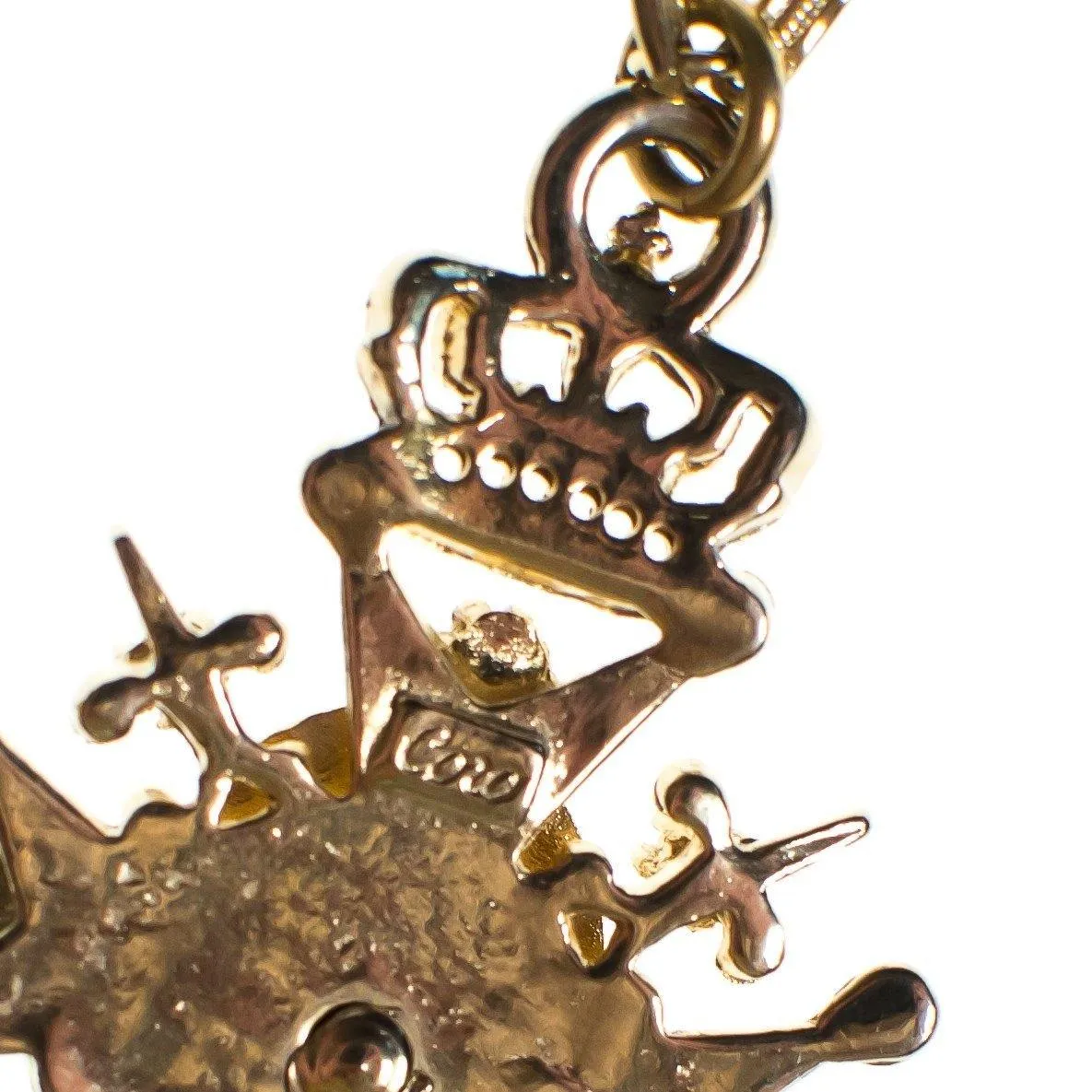 Vintage Coro Red Enamel and Rhinestone Heraldic Pendant Necklace